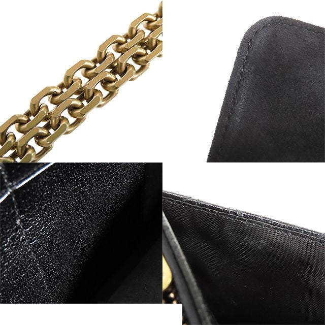 Dior Cannage Chain Wallet Black Leather Pochette Shoulder Bag — view 8