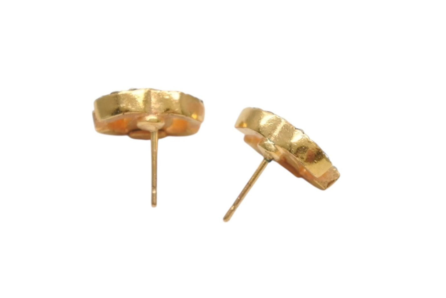 Chanel CC Logo Earrings 01 Rhinestone Metal Gold Clear — view 4