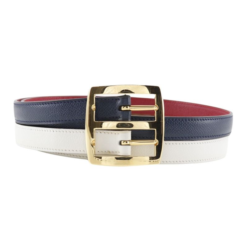 Hermes Reversible Courchevel X Swift Blue Indigo/rouge Vif 0X Women's Belt