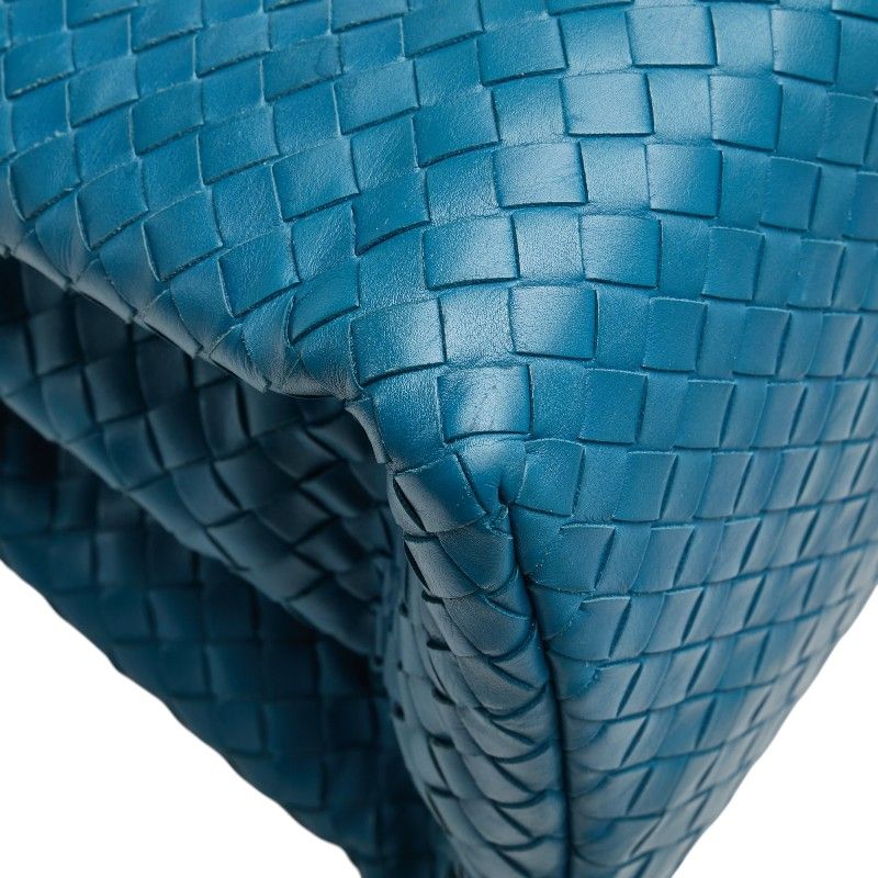 Bottega Veneta Intrecciato Handbag Tote Bag Blue Leather Women Bottega Veneta