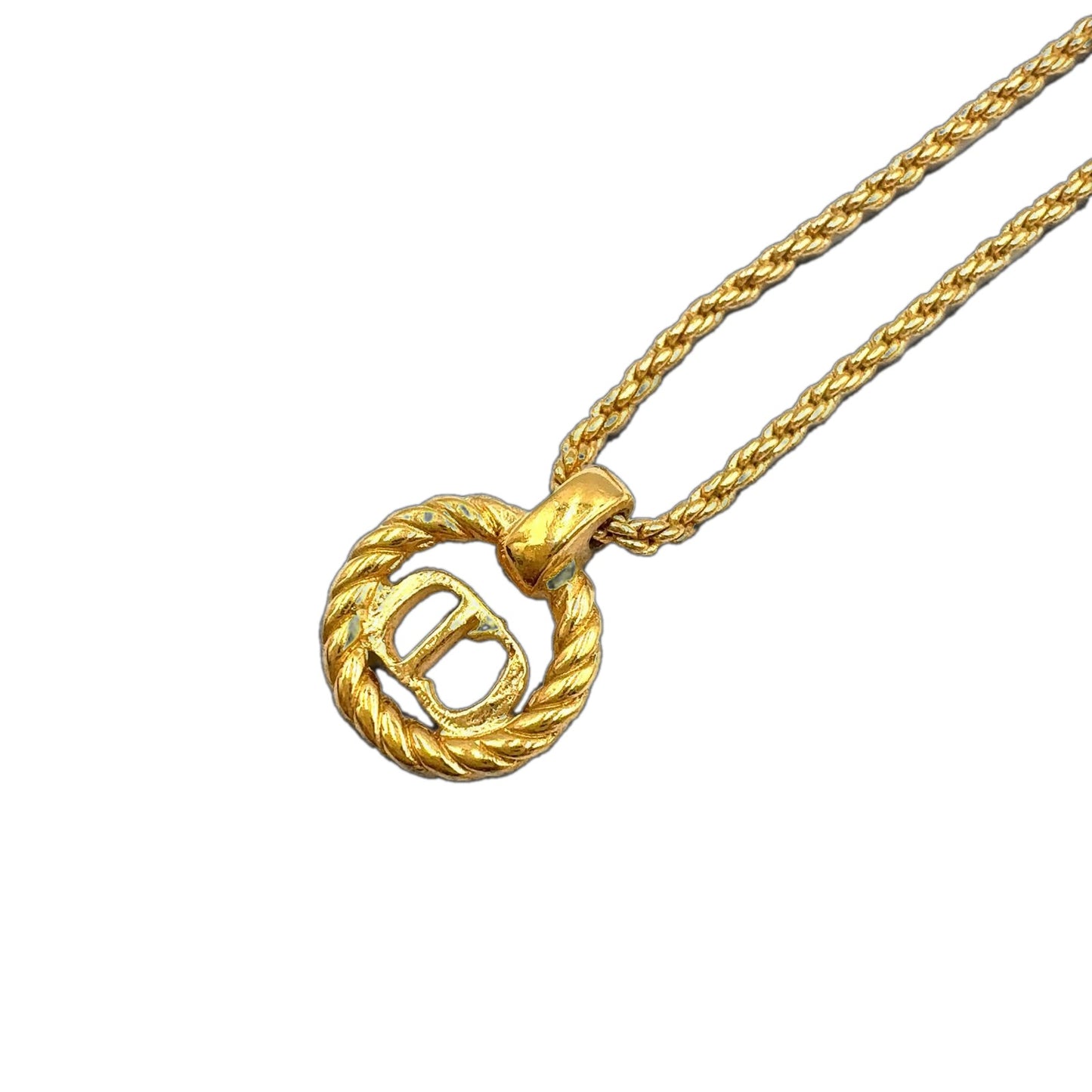 Dior CD Logo Twisted Circle Gold Plated Necklace — view 2