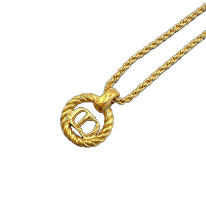 Dior CD Logo Twisted Circle Gold Plated Necklace — view 2