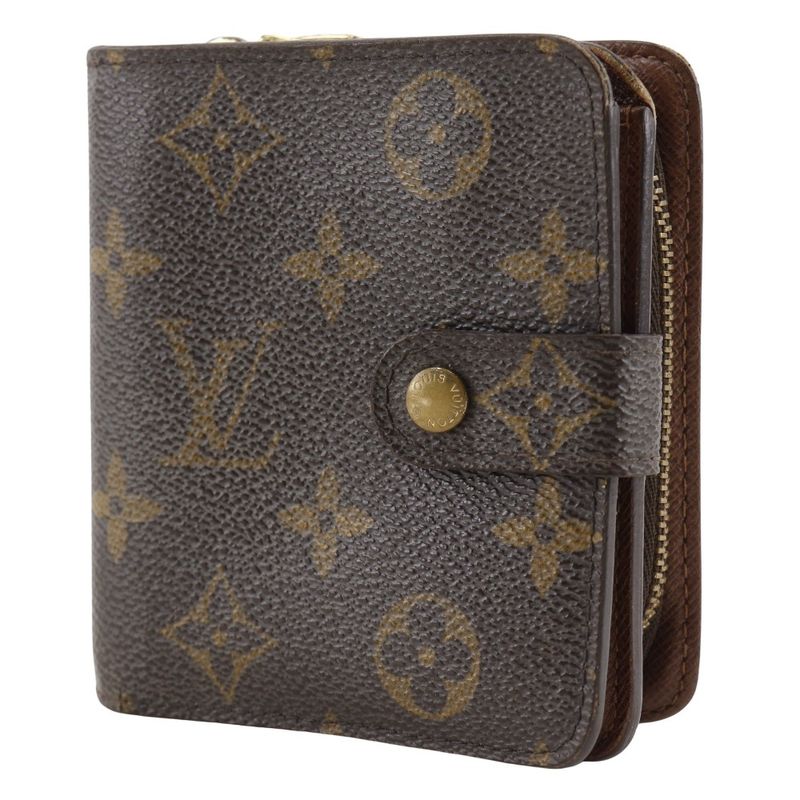 Louis Vuitton Compact Zip M61667 Monogram Canvas Brown Ca0095 Unisex Folding