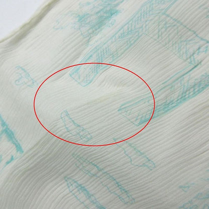 Hermes Shawl Scarf Shawl Silk Muslin Fringe Ivory Light Blue Light Blue Women