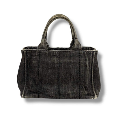 Prada Canapa SS 2-Way Mini Tote Shoulder Bag Denim Canvas Black — view 3