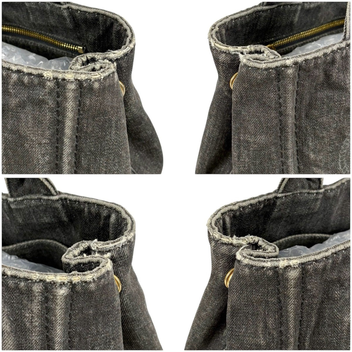 Prada Canapa SS 2-Way Mini Tote Shoulder Bag Denim Canvas Black — view 5