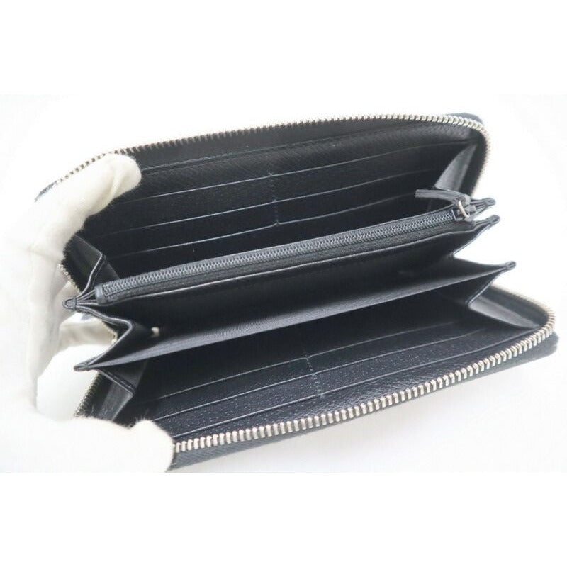 Gucci Zip Around Wallet Black White Leather Canvas — view 5
