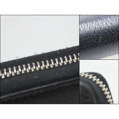 Gucci Zip Around Wallet Black White Leather Canvas — view 7