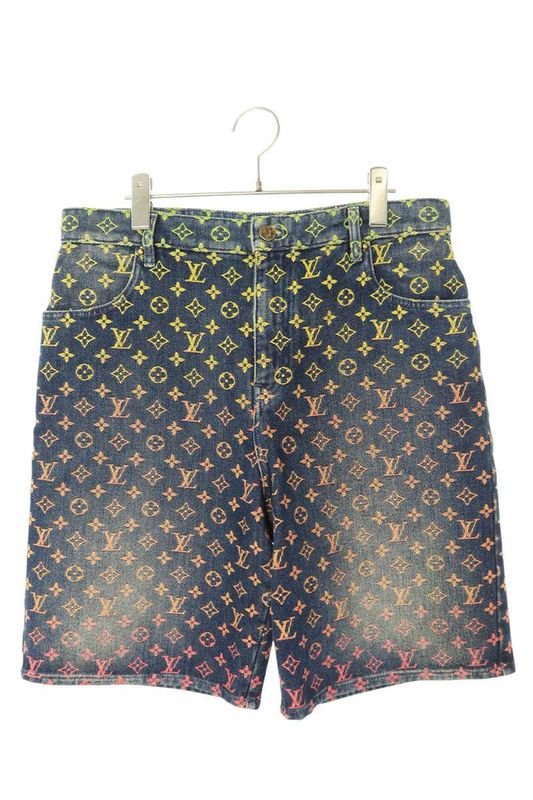Louis Vuitton 23SS Rm231 YM4 Hod77x Rainbow Monogram Denim Half Pants Men's 31
