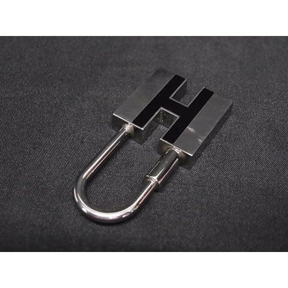 Hermes Motif Cadena Padlock Key Silver Black — view 2