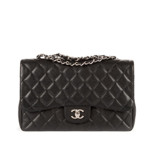 Chanel Big Quilted Double Flap Black Caviar Leather