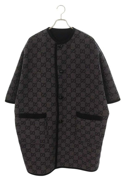 Gucci 715717 Z8a4v GG Wool Reversible No Collar Coat Women's 40