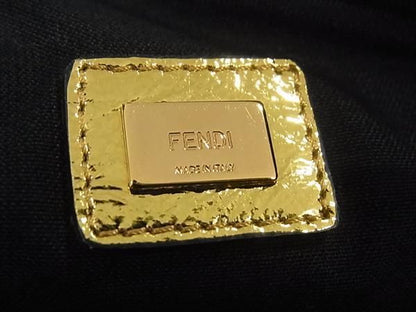 Fendi Leather Tassel Charm Clutch Bag Second Bag Handbag Gold Aw5135