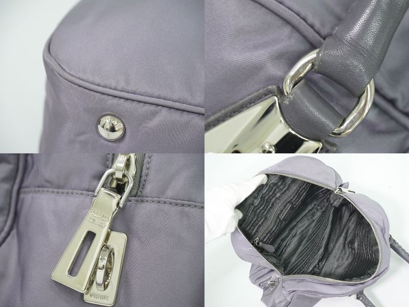 Authentic Prada Nylon Handbag Gray Bag Used [follow-up Discount