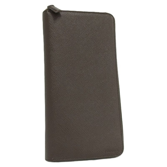 Prada Round Zipper Long Wallet Leather Brown 2 Ml220
