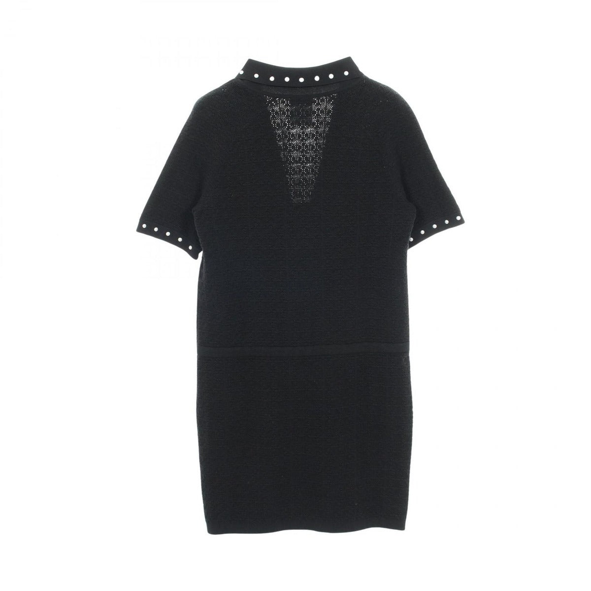 Chanel Dress CC Logo Button Pearl Cotton Nylon Knit — view 2