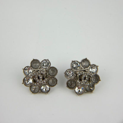 Chanel CC Logo Earrings Silver Vintage