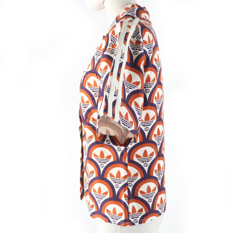 Gucci×adidas 703002 Trefoil Logo Total Short Sleeve Shirt Orange 36 Made In