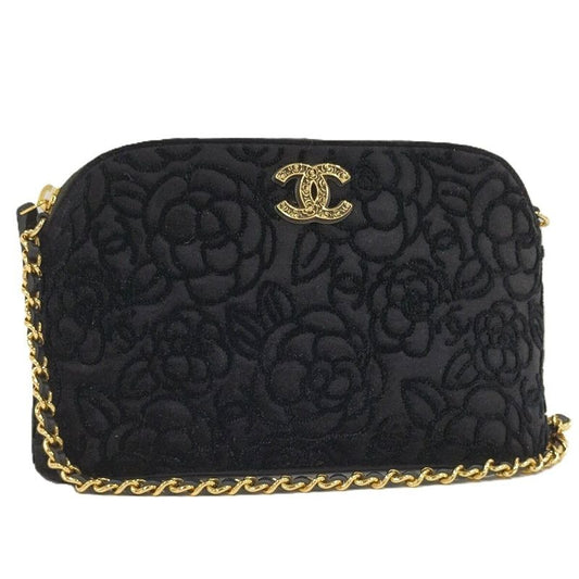 Chanel Chain Shoulder Pouch Velvet Black