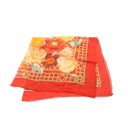 Hermes Scarf Shawl Carre 140 Muslin Roseraie Silk Red Multicolor