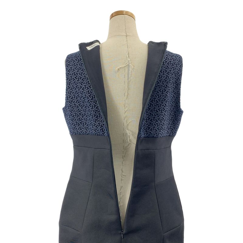 Christian DIOR - Flower Lace Back Zip Sleeveless Dress Fully Lined - 38 - Black