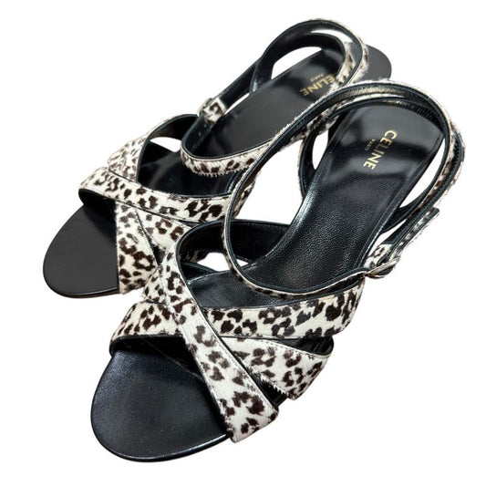 Unused Celine Animal Print Halaco Low Heel Sandals 36.5 Equivalent To 23.5cm