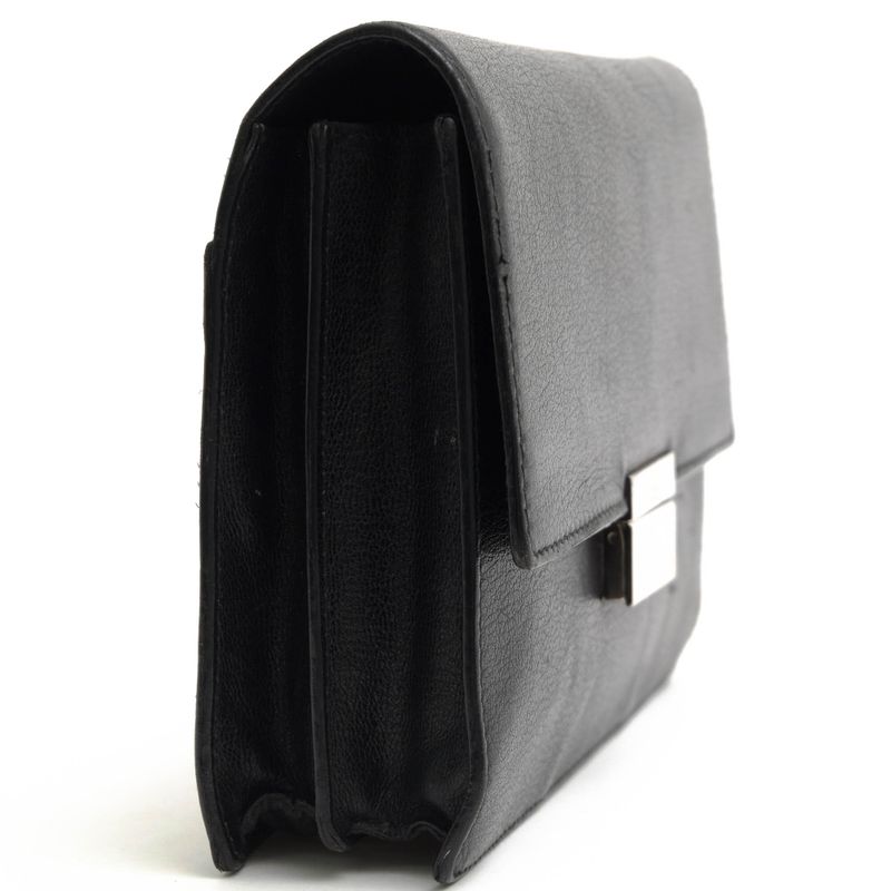 Gucci Bag Second Bag Clutch Bag Men Leather Genuine Black 03137 1669 Flap