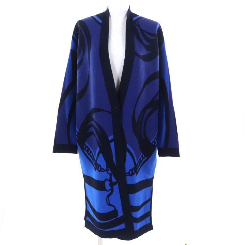 Hermes 22AW 2h2105d2 100% Cashmere Serie Buttons Allover Design Long Cardigan