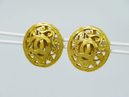 Authentic Chanel Coco Mark Earrings GP Gold Plated Coco Mark Accessories