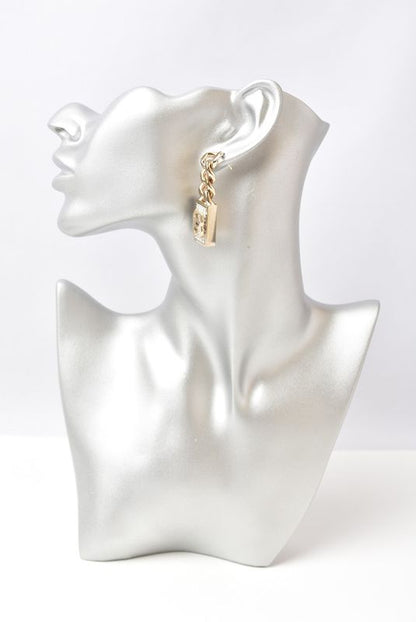 Chanel Earrings Chanel Swing Earrings CC Mark Coco Rhinestone Chien Pan Gold