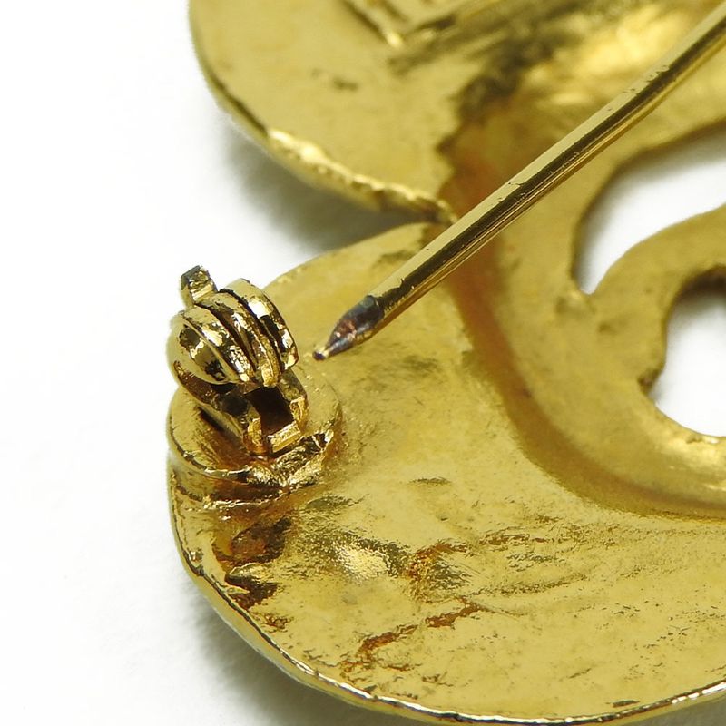 Chanel Coco Mark Brooch Accessories Flower Plated Gold Small Box Accessories