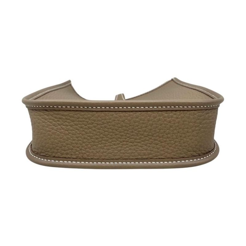 Hermes Shoulder Bag Evelyn TPM W Engraved Taurillon Clemence Etoupe Blue Indigo