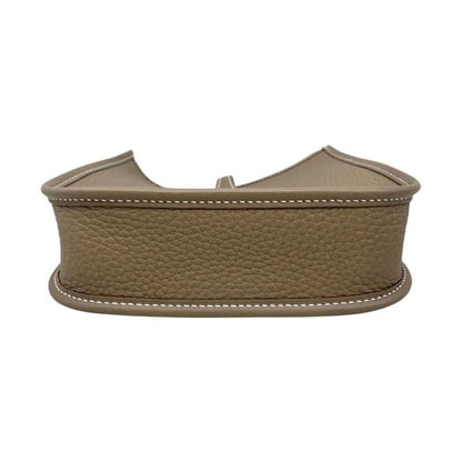 Hermes Shoulder Bag Evelyn TPM W Engraved Taurillon Clemence Etoupe Blue Indigo