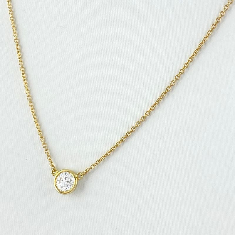 Tiffany & Co By The Yard Necklace YG Yellow Gold Pendant Diamond
