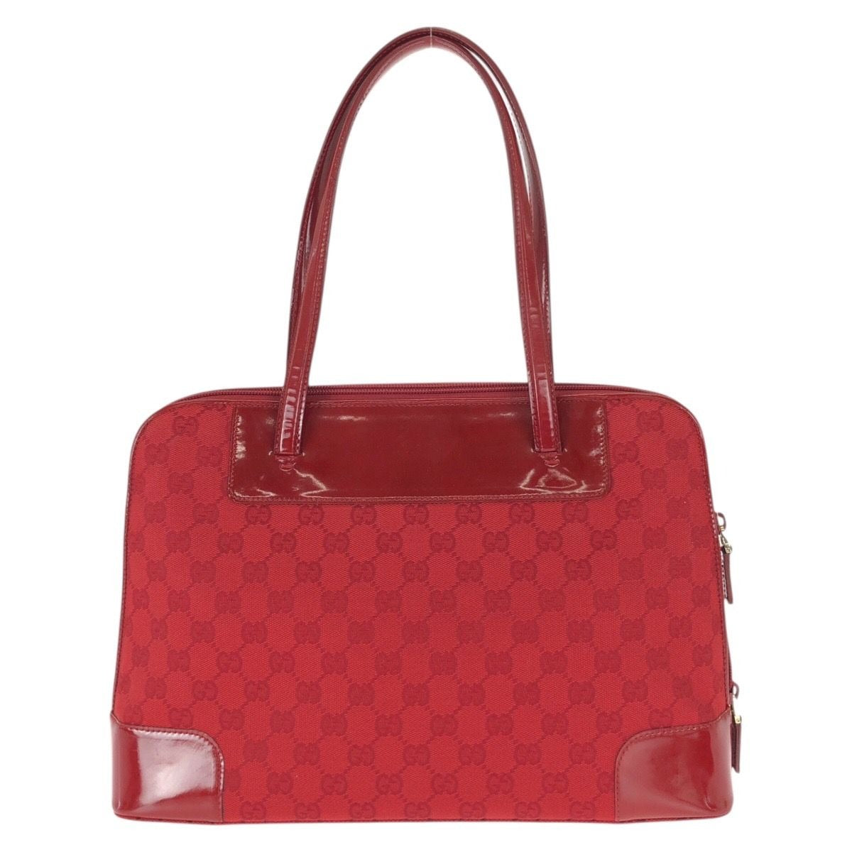 Gucci Red Gold GG Canvas Enamel 002 Tote Shoulder Bag