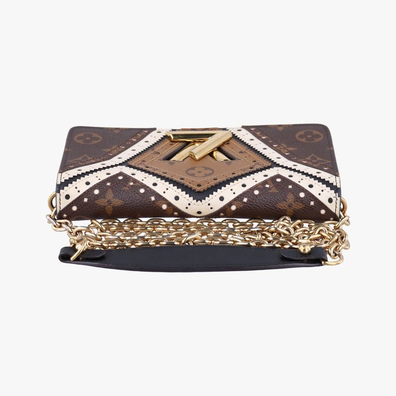 Louis Vuittonportefeuille Twisted Chain Wallet Black And Brown And White PVC