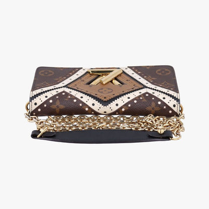 Louis Vuittonportefeuille Twisted Chain Wallet Black And Brown And White PVC