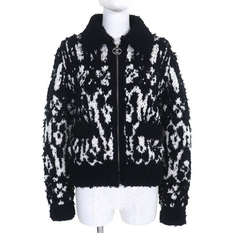 Chanel Wool Cashmere Coconage Coco Mark Pull Top Knit Blouson Zip Up