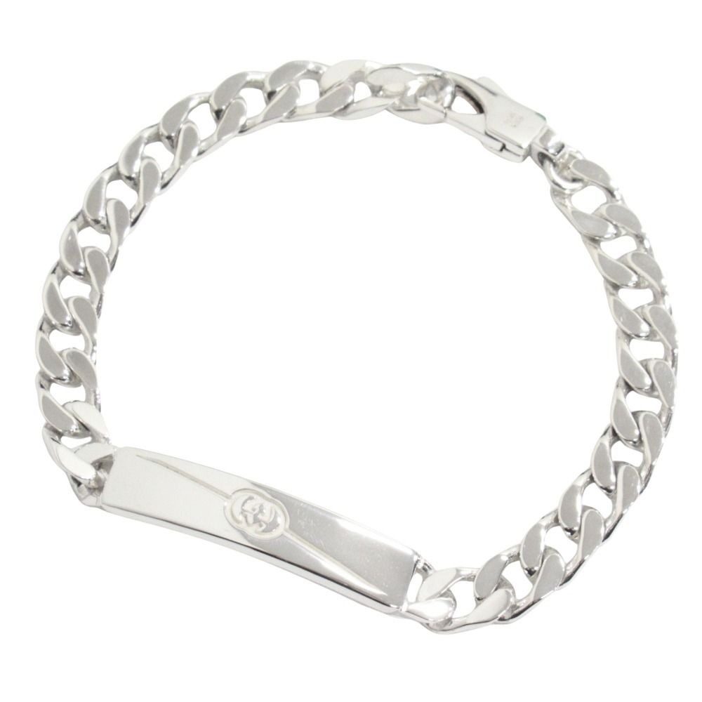 Gucci Polished Diagonal Interlocking Bracelet 18 Silver
