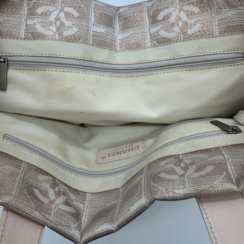 Chanel New Travel Line PM Tote Handbag Nylon Metallic Pink Ladies Men Fashion