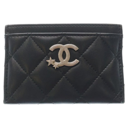 Chanel Quilted CC Logo Star Card Case Black