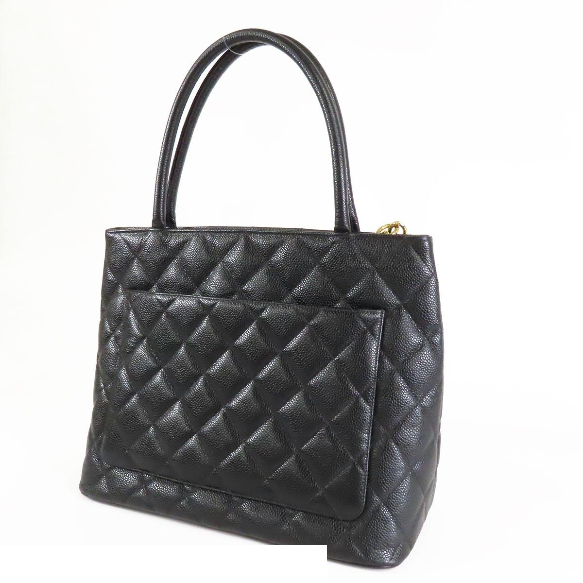 Chanel Reissue Tote Bag Black Gold Caviar Leather Quilted CC Logo — view 2