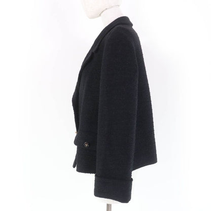 Gucci 643287 Wool Design Button Double Breasted Tweed Jacket Black 40 Made In