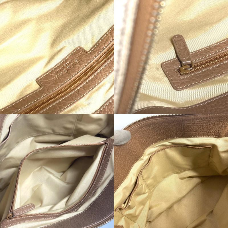 Bvlgari Bulgari Shoulder Bag Logo Leather / Coated Canvas Beige