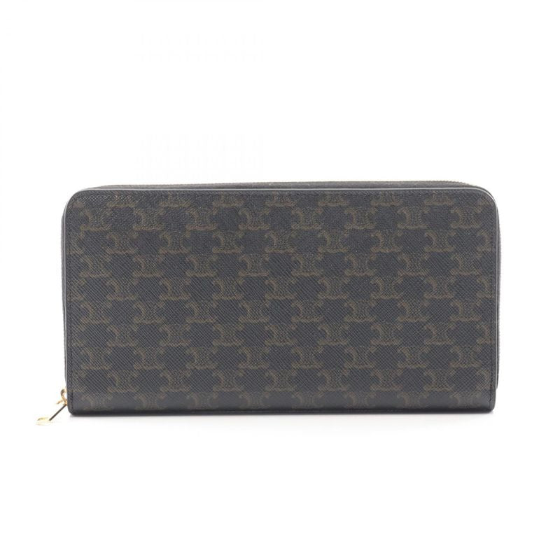 Celine Round Long Wallet Triomphe Large Zip 10 B55 2 BQ3 38 NO Black Others