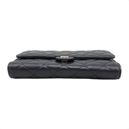 Chanel Shoulder Bag Chain Wallet Ap3876 Matelasse Caviar Skin Coco Mark Black