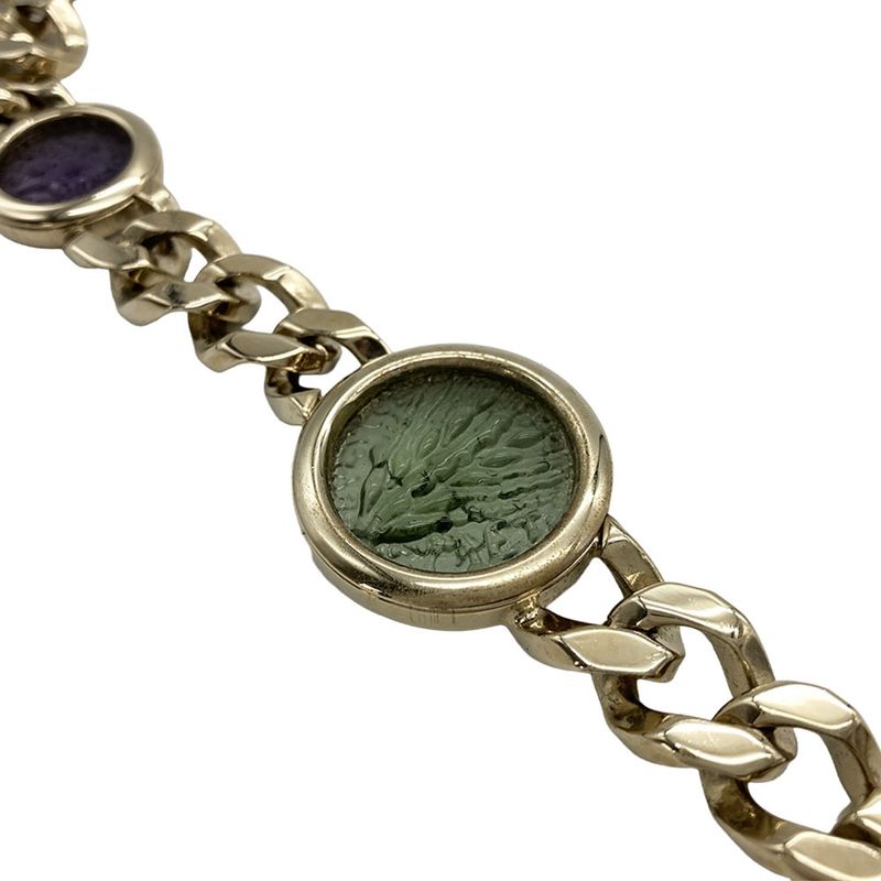 Bulgari Bvlgari Belt Gold Chain Glass Circle Multicolor