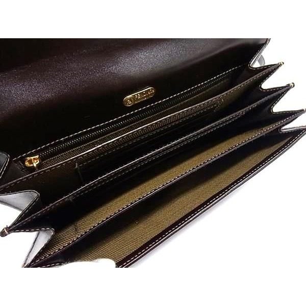 Fendi Zucca Pattern Canvas Leather Wallet Shoulder Crossbody Brown — view 5