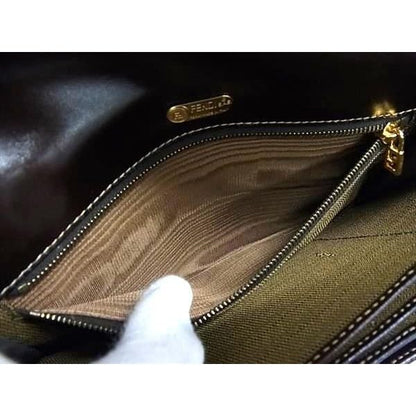 Fendi Zucca Pattern Canvas Leather Wallet Shoulder Crossbody Brown — view 6