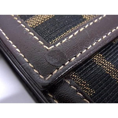 Fendi Zucca Pattern Canvas Leather Wallet Shoulder Crossbody Brown — view 8